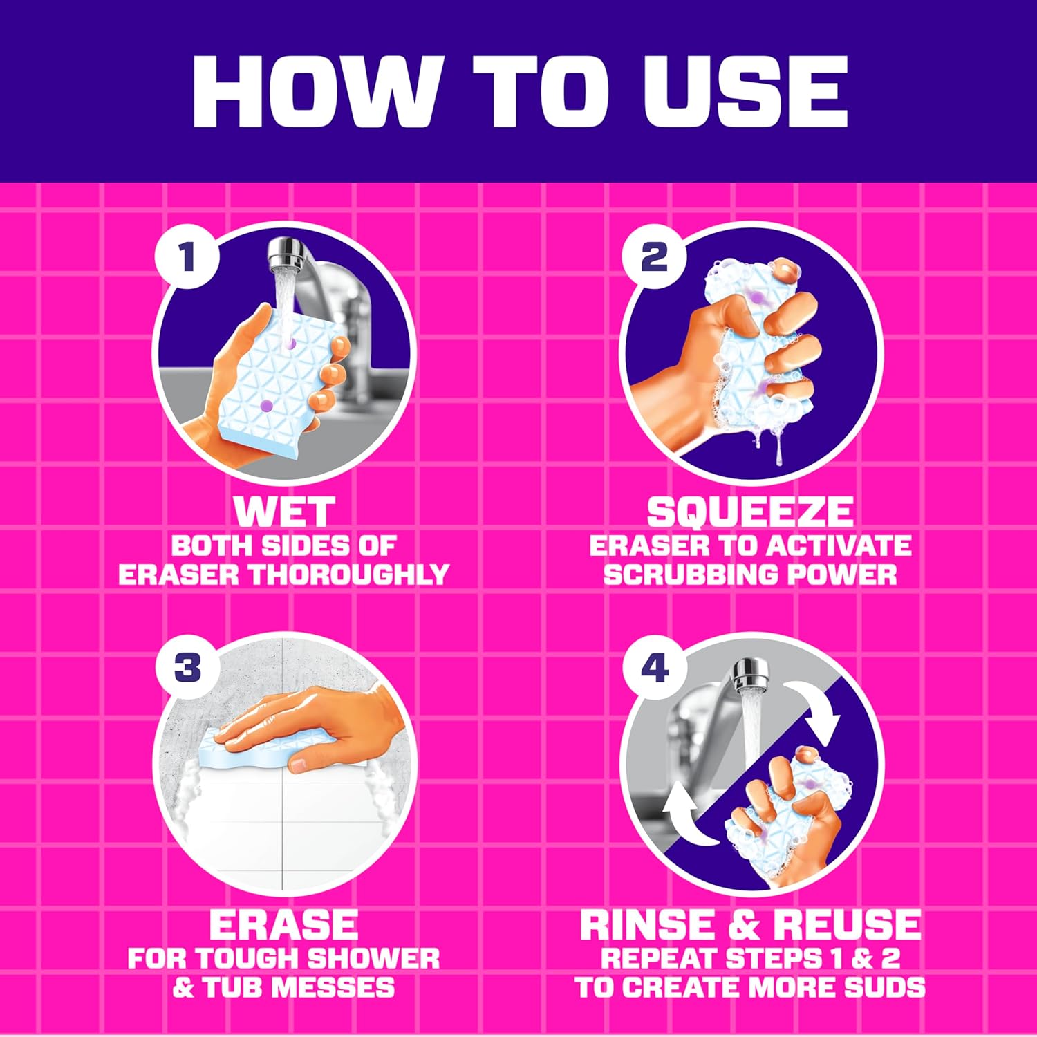 Mr. Clean Magic Eraser Sponge – Calming Lavender Scent Bathroom Cleaner for Self-Care Nights