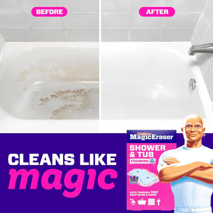 Mr. Clean Magic Eraser Sponge – Streamlined Bathroom Cleaner for Tubs and Tile, Soap Scum Remover