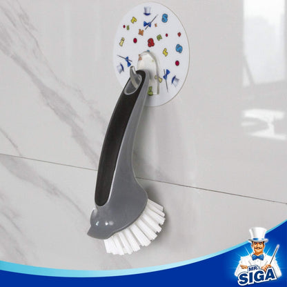 MR.SIGA Dish Brush 2-Pack for Pots and Pans, Ergonomic Non-Slip Handle for Fast Dishwashing, Stuck-On Food Removal