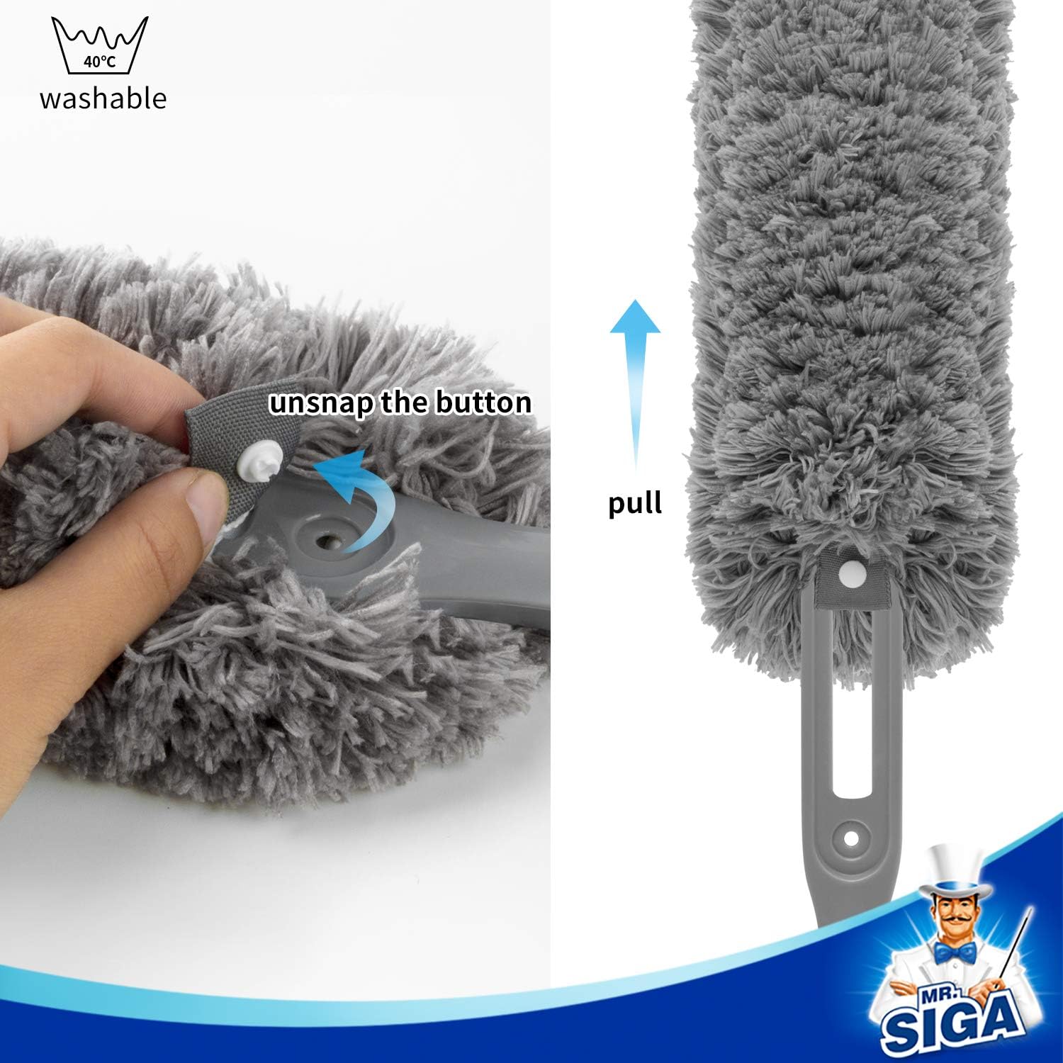 MR.SIGA Extendable Microfiber Duster – Electronics and Workstation Dusting Tool for Remote Professionals