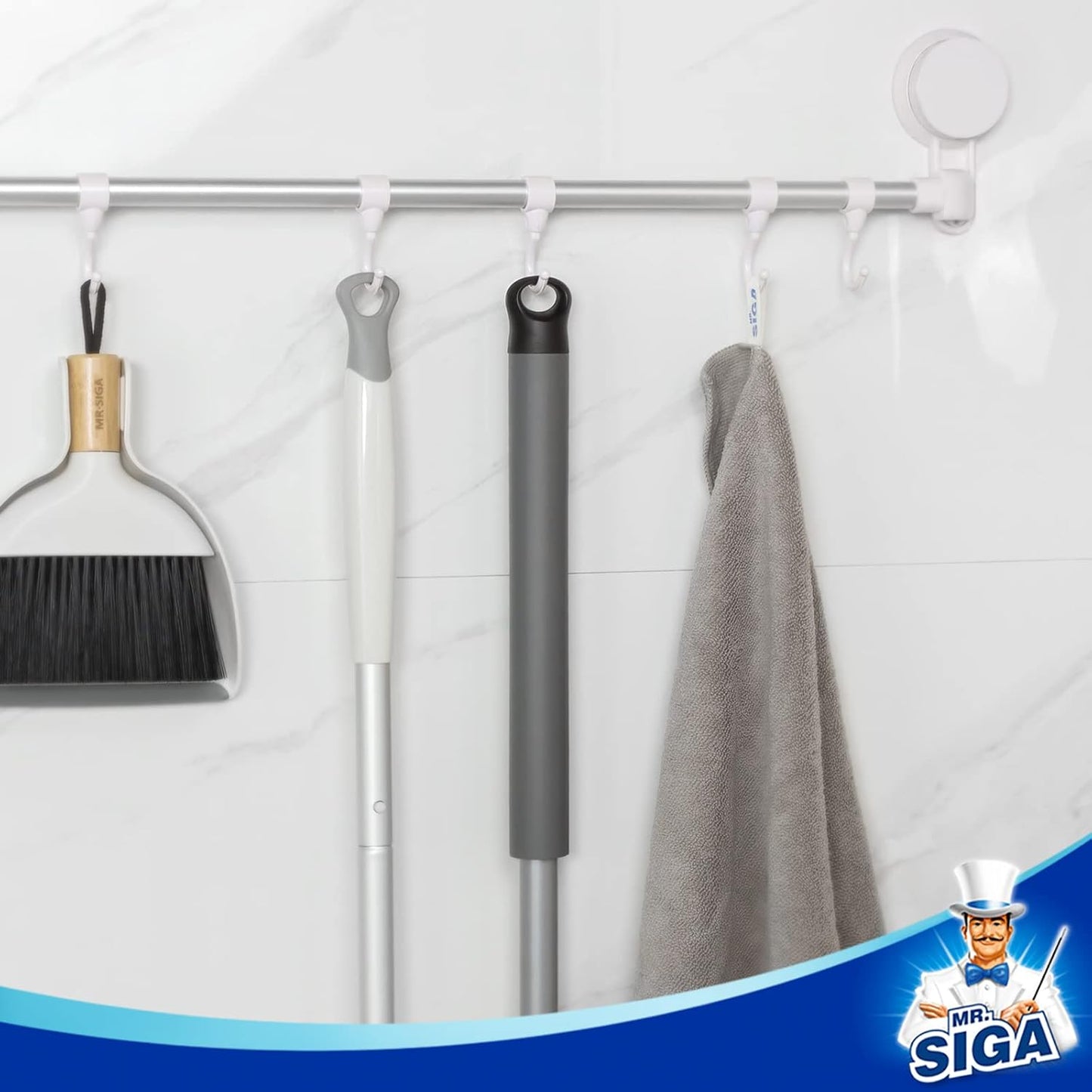 MR.SIGA Heavy Duty Grout Scrub Brush with Long Handle – Commercial Restroom Scrubber for High-Volume Cleaning Jobs