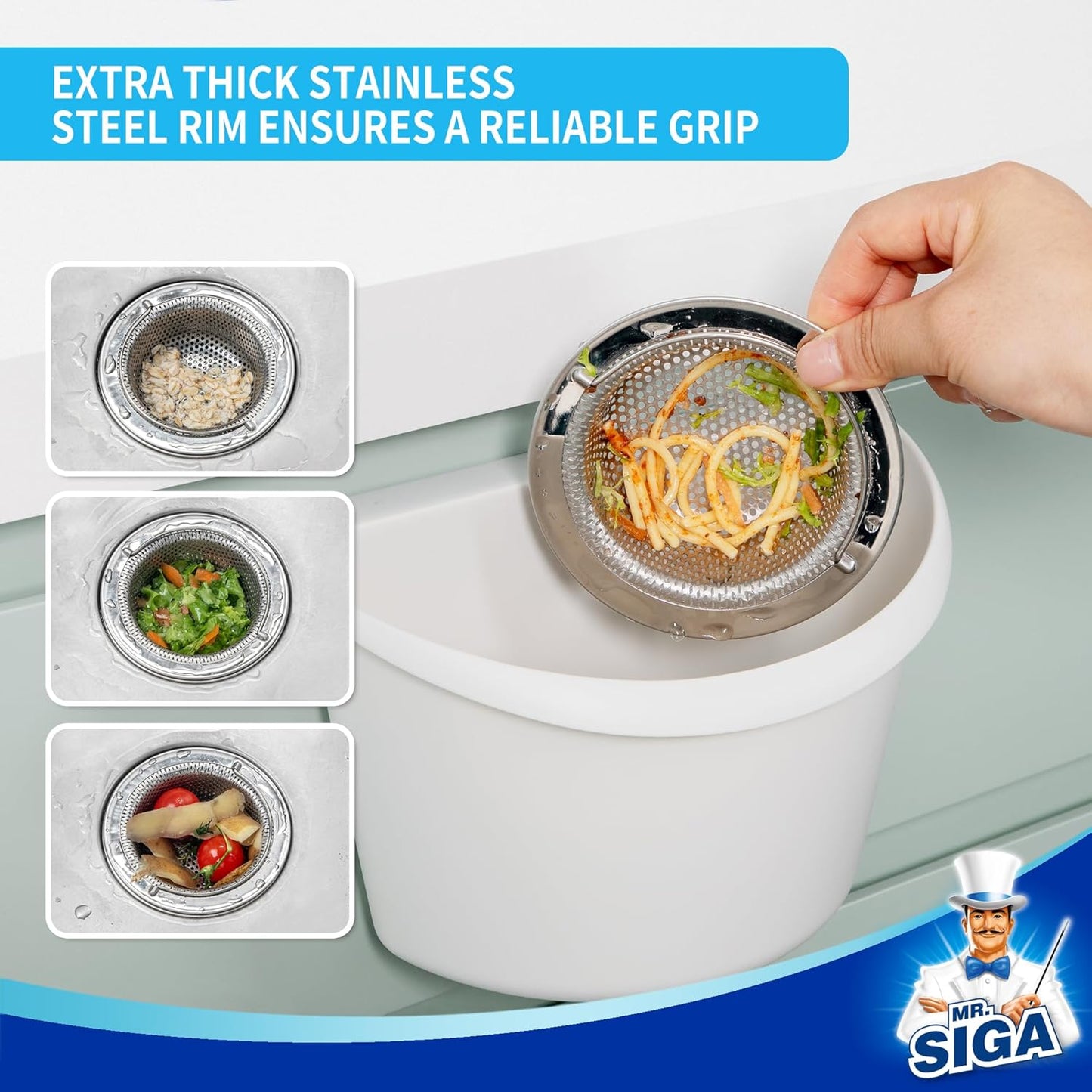MR.SIGA Kitchen Sink Drain Strainer – Sleek 2-Pack for Streamlined, Low-Maintenance Homes