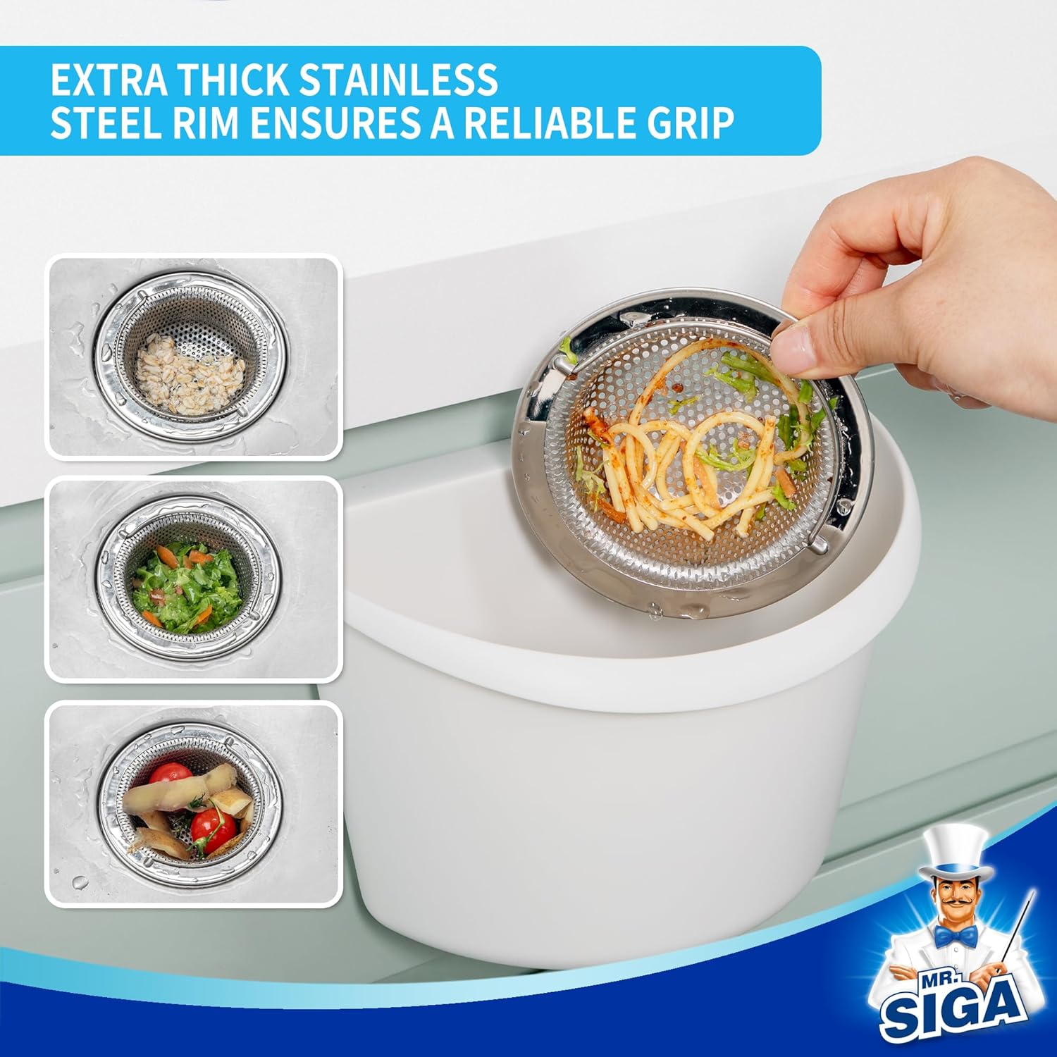 MR.SIGA Kitchen Sink Drain Strainer – Sleek 2-Pack for Streamlined, Low-Maintenance Homes