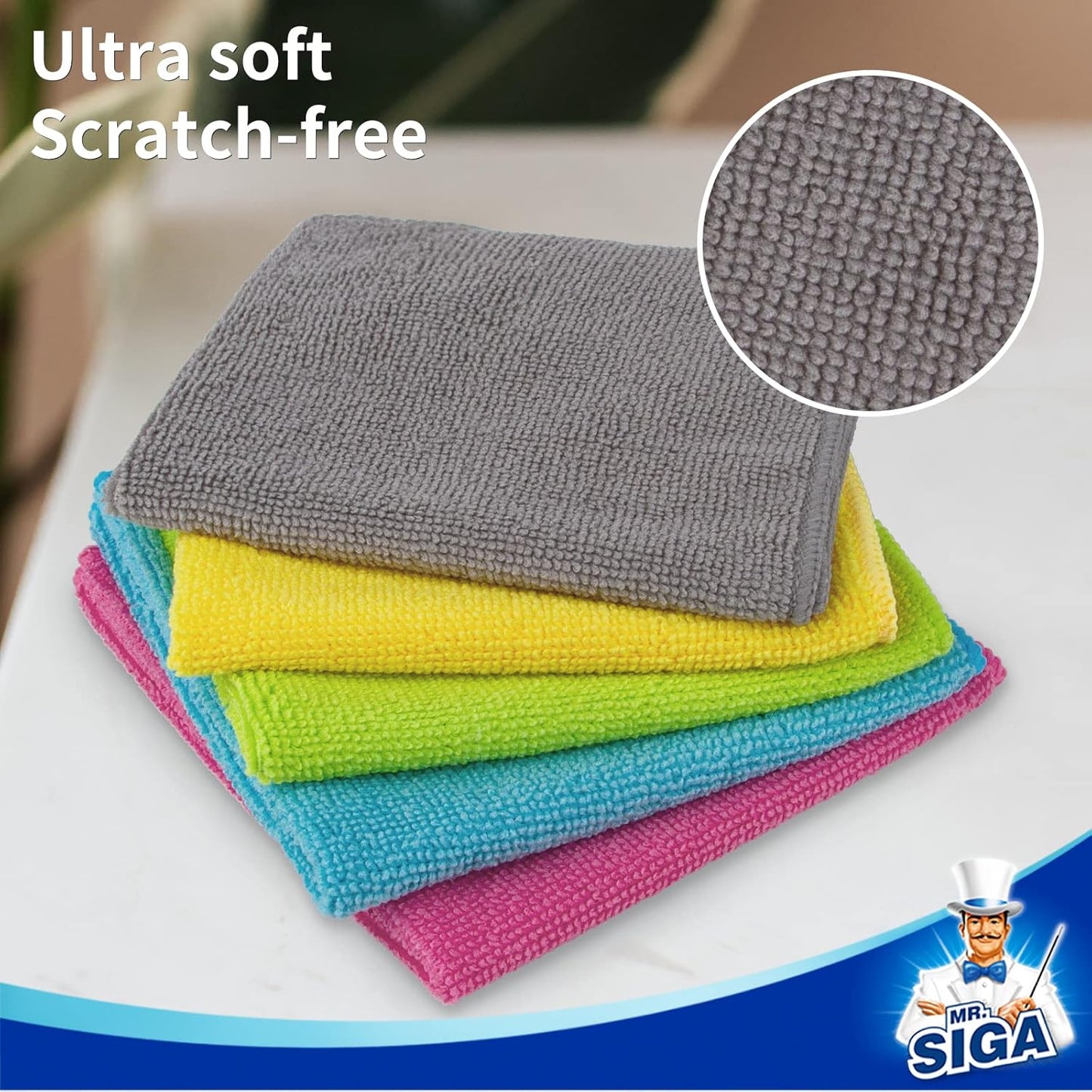 MR.SIGA Microfiber Cleaning Cloths – Neutral-Tone Kitchen and Bathroom Essentials for Intentional Homes