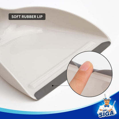 MR.SIGA Mini Dustpan and Brush Set, Streamlined Bamboo Cleaning Tool for Small Apartments and Studio Spaces