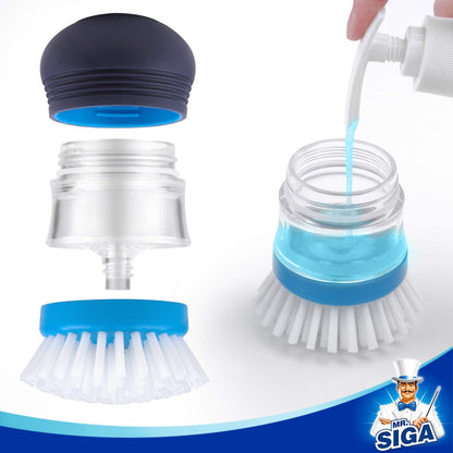 MR.SIGA Push-Button Dish Brush – Faster Dishwashing Setup for Busy Home Cooks