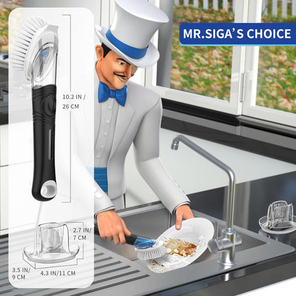 MR.SIGA Soap Dispensing Dish Brush Refills, 4 Pack – Hygienic 3-Month Replacement Heads for Cleaner Family Kitchens