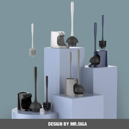 MR.SIGA Toilet Plunger and Brush Set – Minimalist Bathroom Tool for Clutter-Free Storage