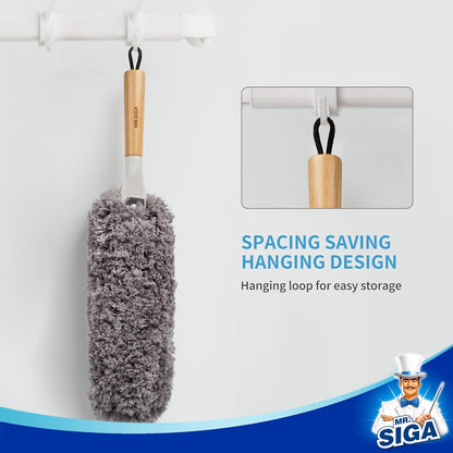 MR.SIGA Washable Duster with Bamboo Handle – Productivity Boost for Workstation and Study Desk Tidying