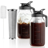 NUFUEDU Airtight Glass Cold Brew Jar – Stackable Flat-Storage Pitcher for Fridge Organization and Prep