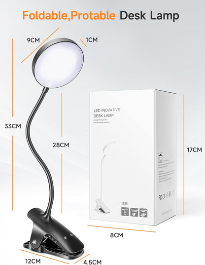 Mubarek Clip on Study Light – Child-Safe Bedside Reading Lamp for Kids' Rooms and Nursery