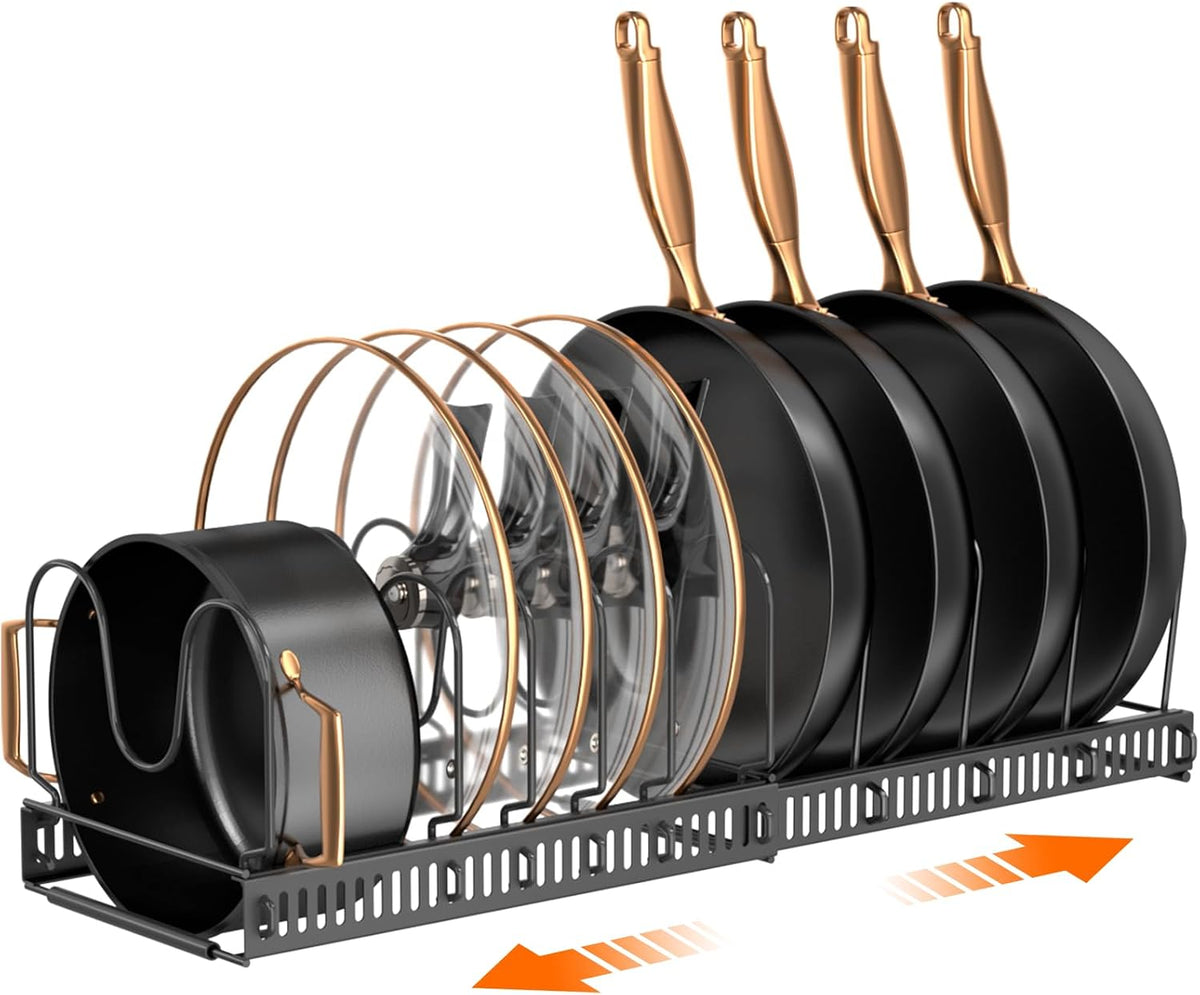 MUDEELA Inside Cabinet Lid Holder – Cohesive Black Finish to Match Stainless, Matte, and Neutral Cookware Collections