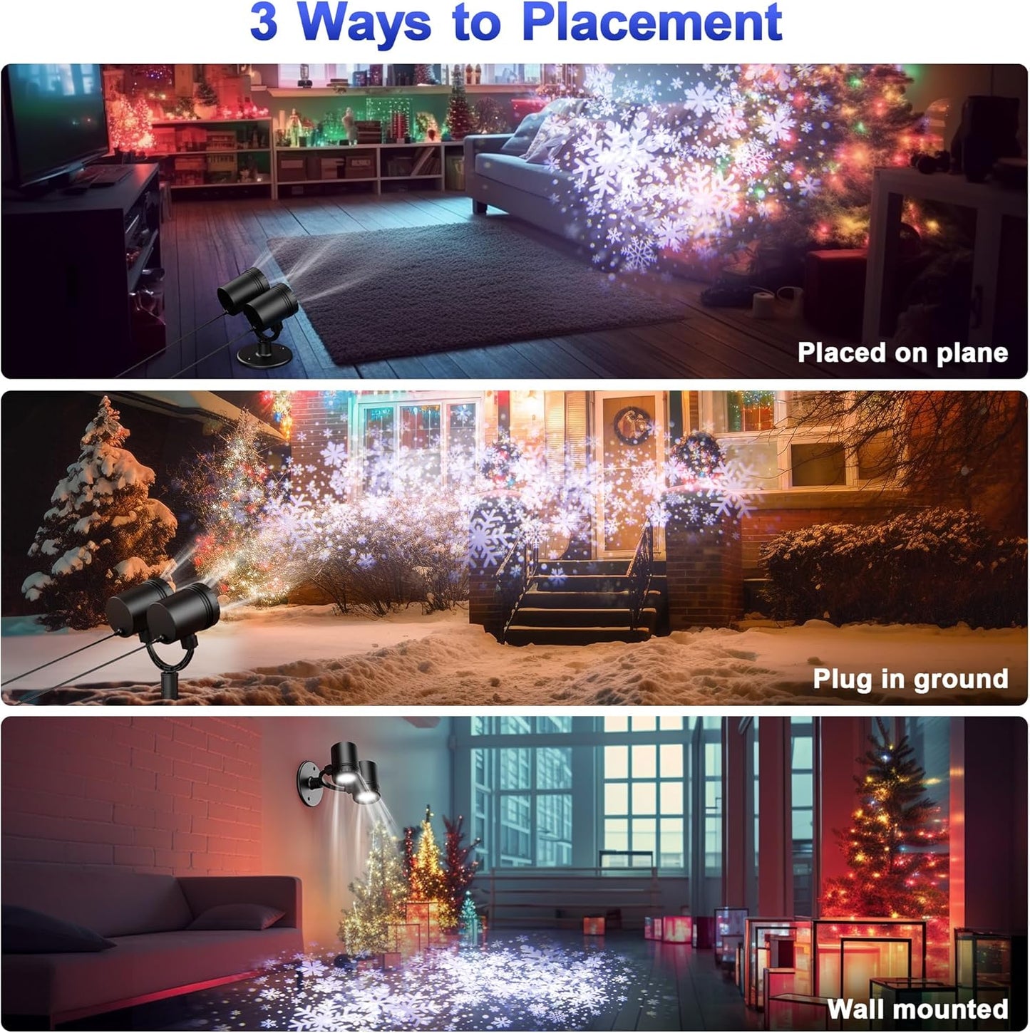 MuliVid Double-Head Snowfall Projector – Portable Outdoor Christmas Light for Camping, Backyard Parties, and Patio Ambiance