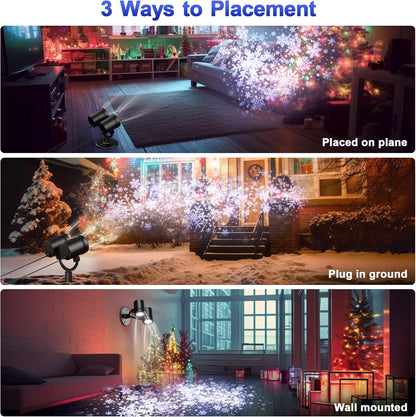 MuliVid Double-Head Snowfall Projector – Portable Outdoor Christmas Light for Camping, Backyard Parties, and Patio Ambiance