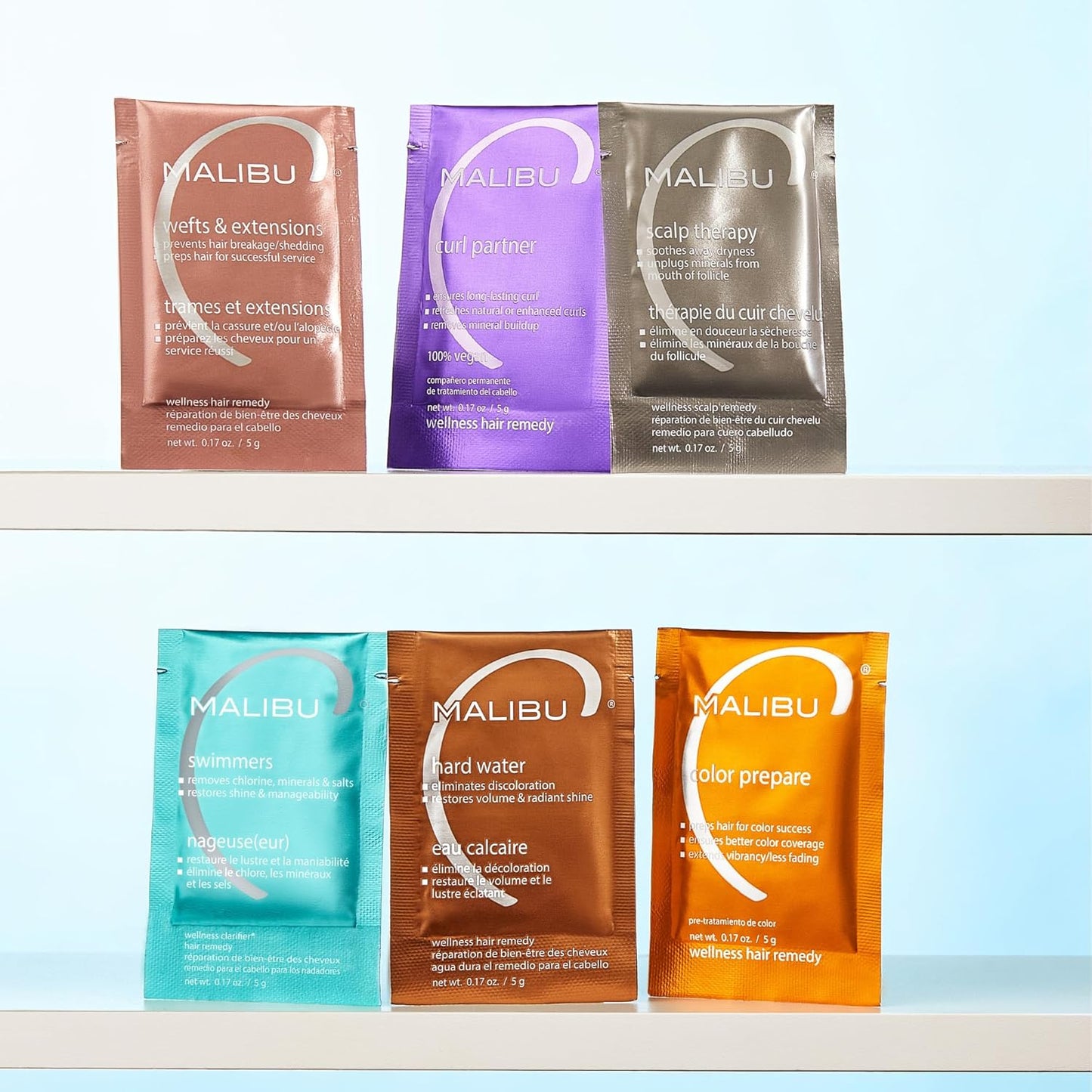multi-step regimen: clarifying shampoo, hard water mask, and finishing conditioner