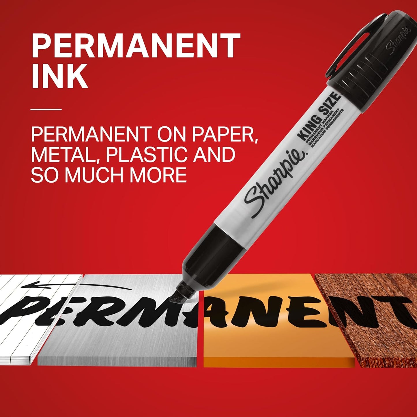 multi-surface compatibility including paper, plastic, wood, leather, and metal