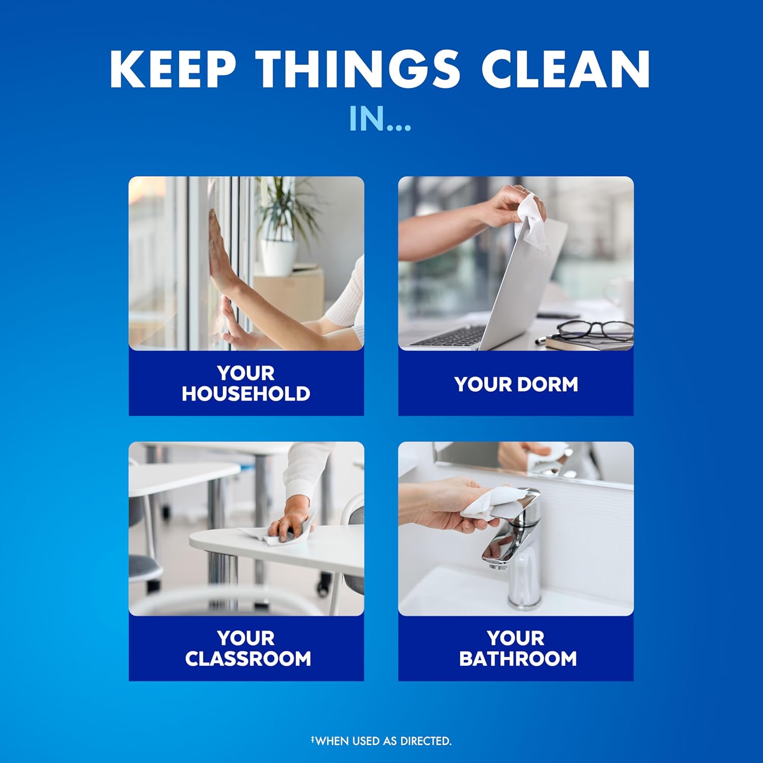 multi-surface compatibility safe for countertops, electronics, bathroom fixtures, and gym equipment