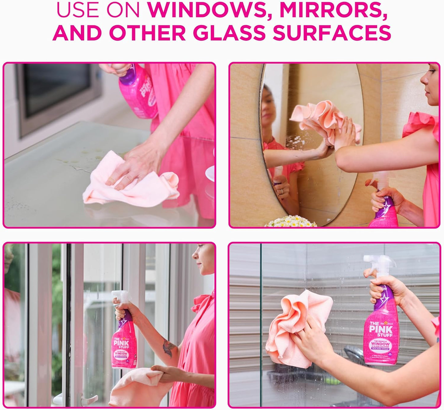 multi-surface compatibility (windows, mirrors, glass, chrome fixtures)