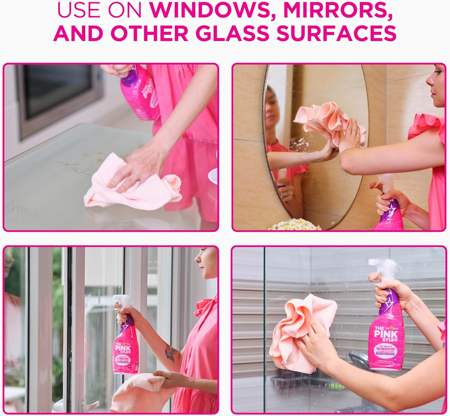 multi-surface compatibility (windows, mirrors, glass, chrome fixtures)