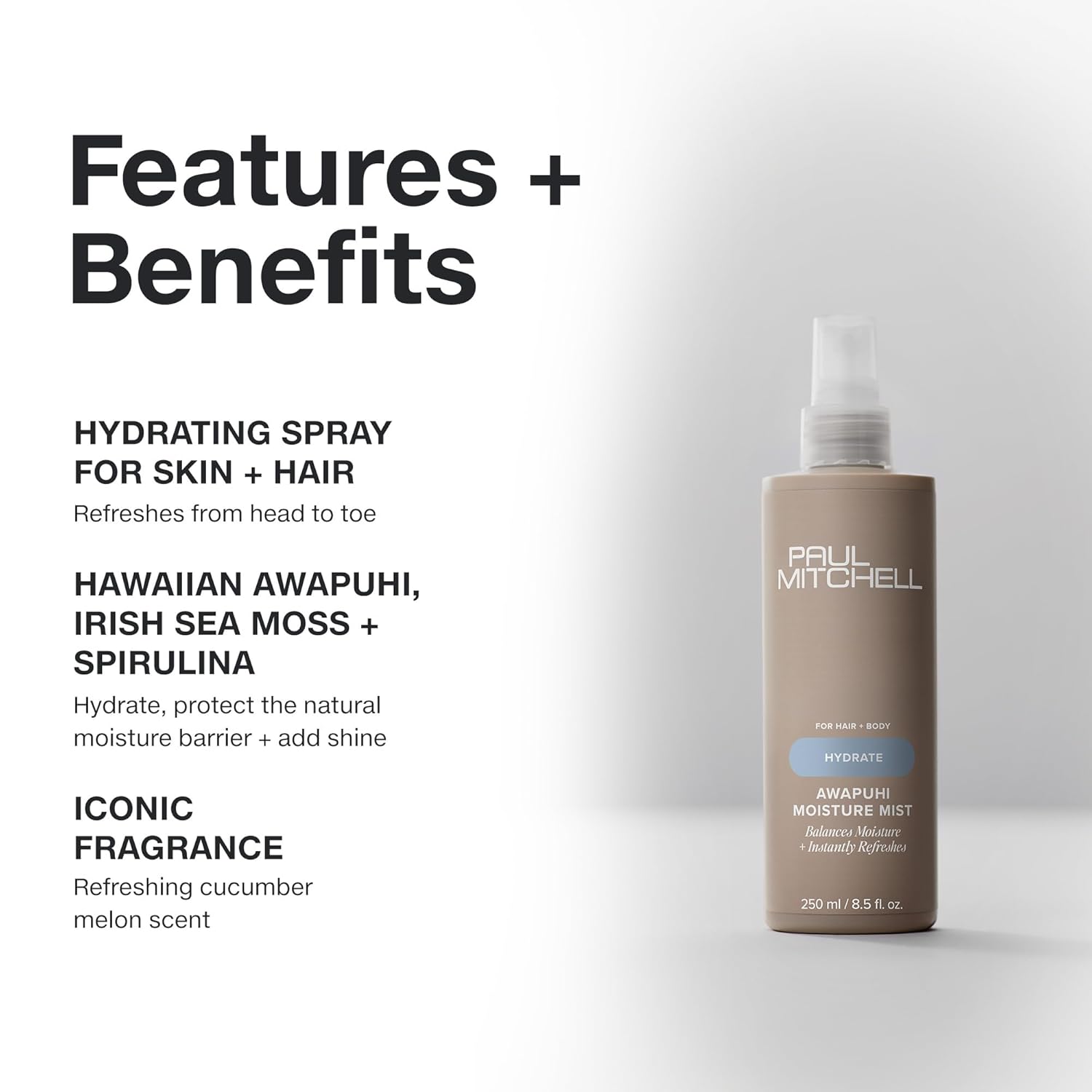 multi-surface misting nozzle for both hair and skin application