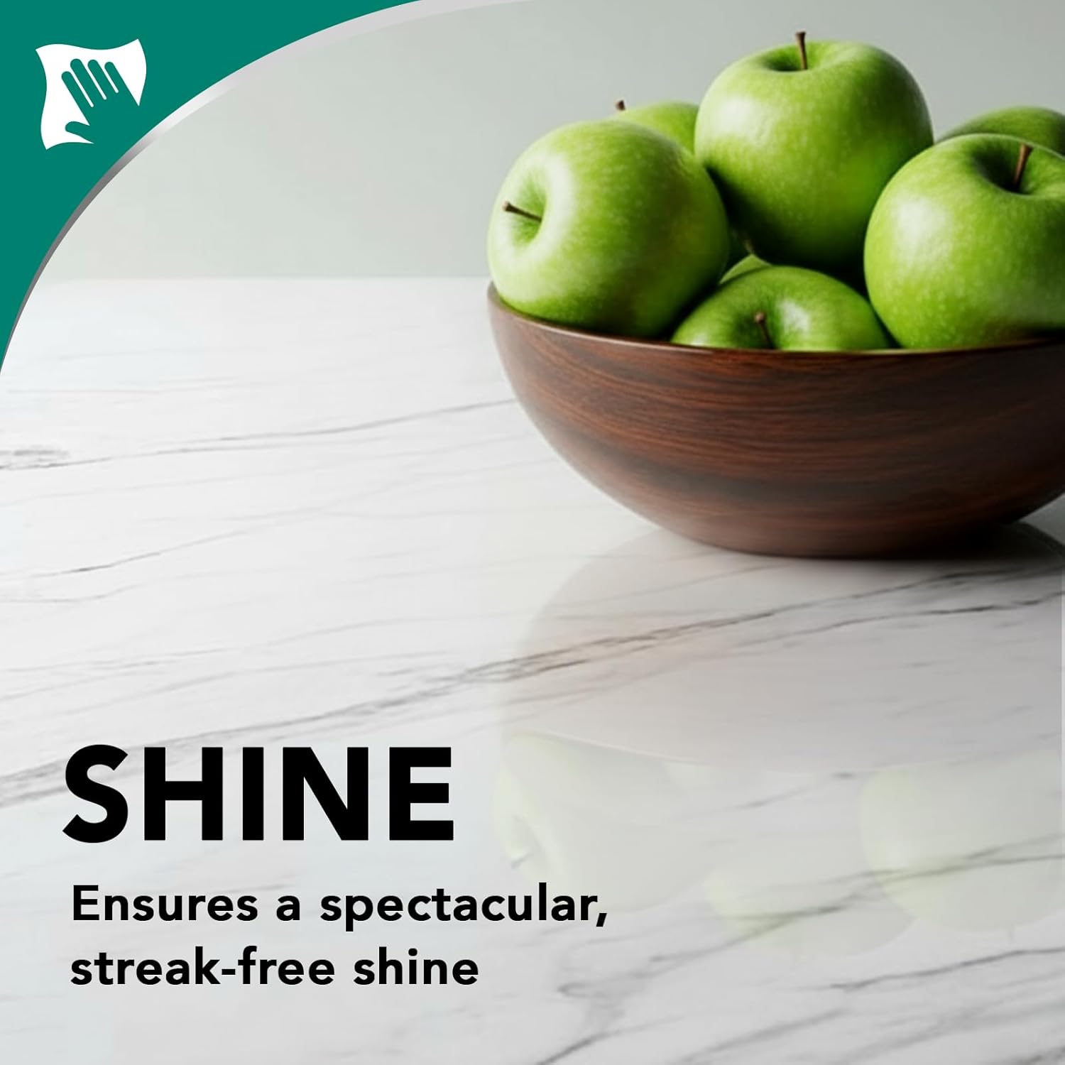 multi-surface versatility — countertops, floors, shower stalls, kitchen and bathroom sinks, tubs
