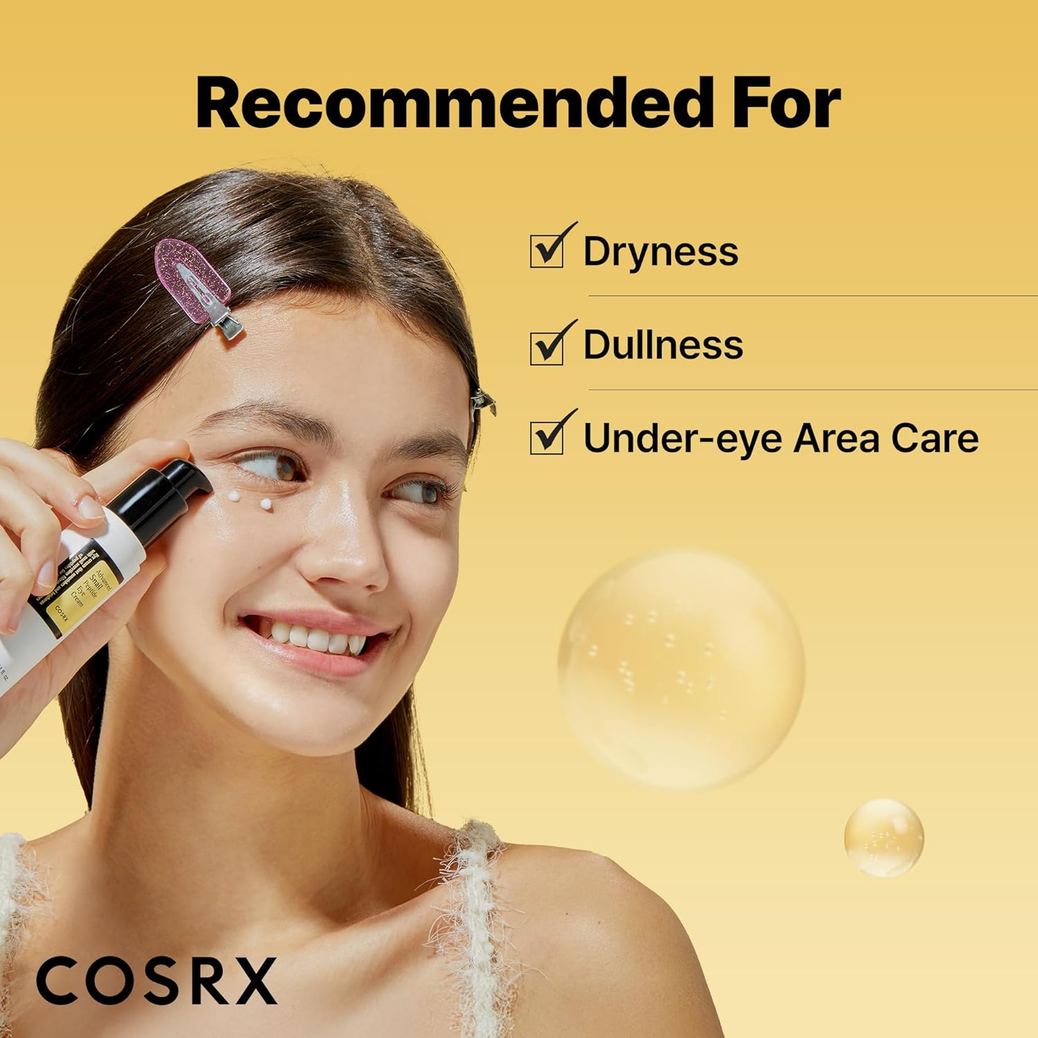 multi-use application across eyes, smile lines, forehead, and neck