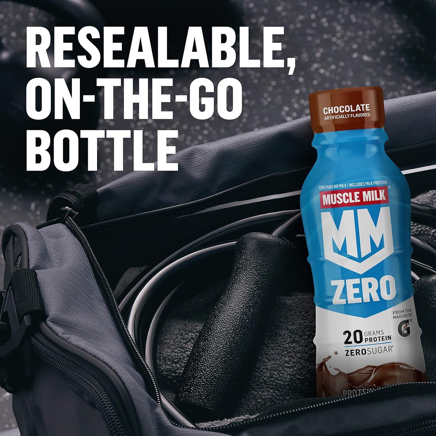 Muscle Milk Zero Protein Shake Chocolate – Post-Workout Recovery Drink for Gym Wellness Routine, 20g Protein, 100 Calories