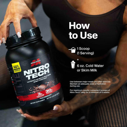 Muscletech Nitro-Tech Whey Protein Powder – Mindful Post-Workout Recovery Shake for Home Gym Wellness Routines