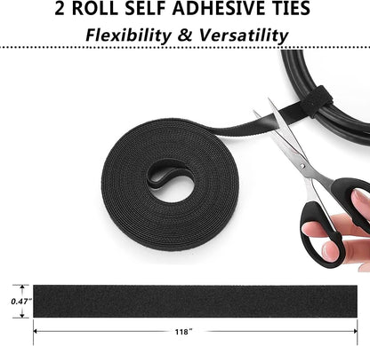 N NOROCME Cable Management Kit — Living Room TV Area Wire Concealment in Black and Clear