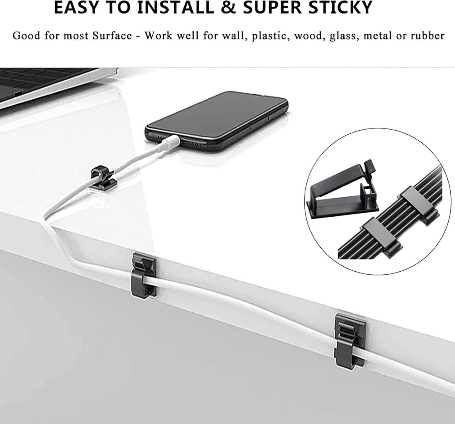 N NOROCME Cable Management Kit — Living Room TV Area Wire Concealment in Black and Clear
