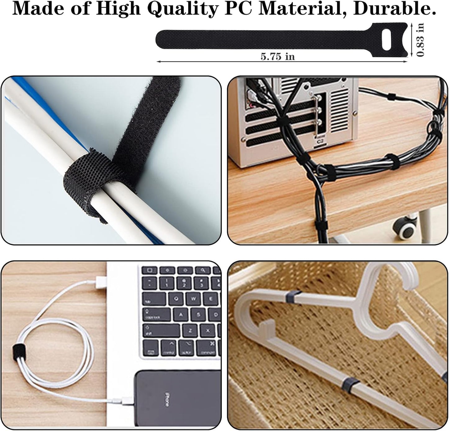 N NOROCME Cable Management Kit — Living Room TV Area Wire Concealment in Black and Clear
