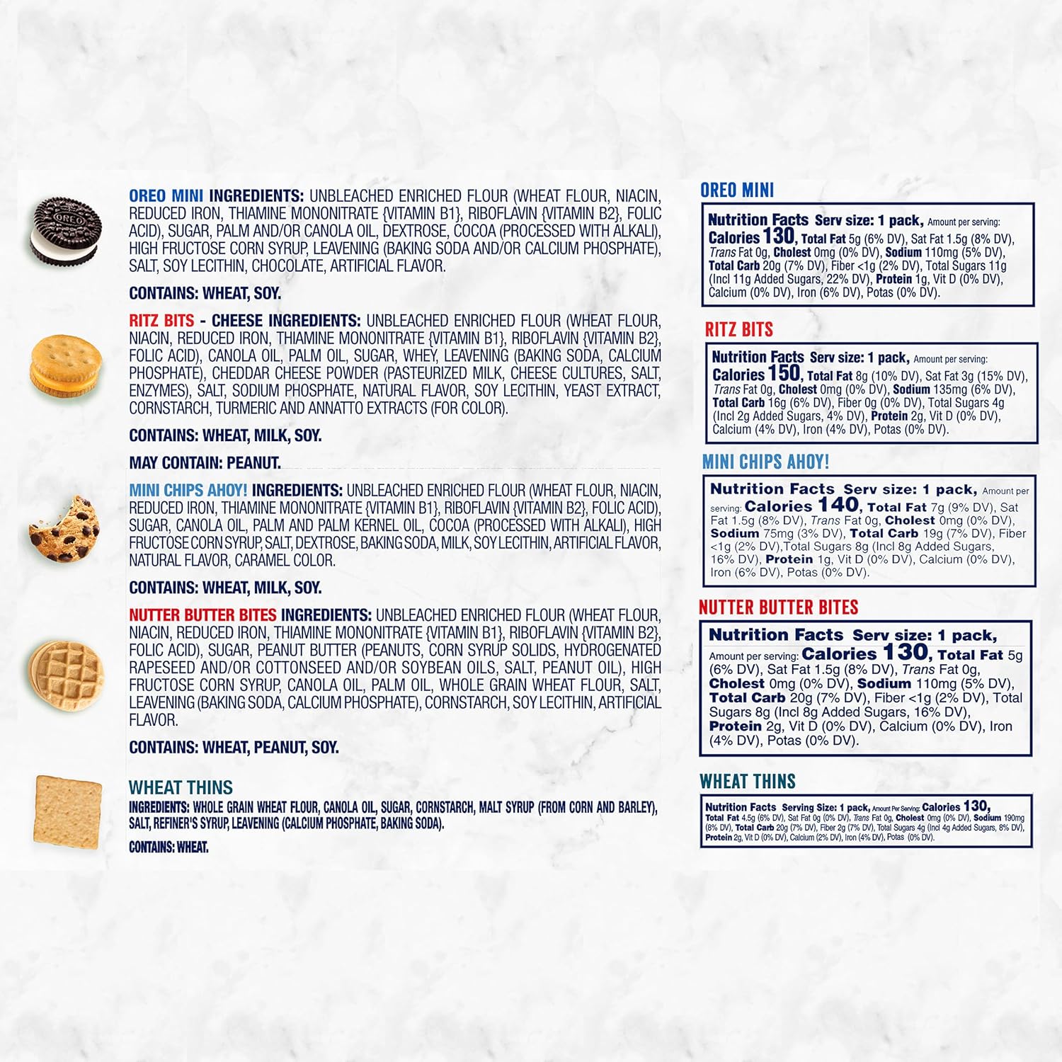 Nabisco Cookie & Cracker Variety Pack – School Lunchbox Snacks for Kids, 50 Individually Wrapped Mini Packs