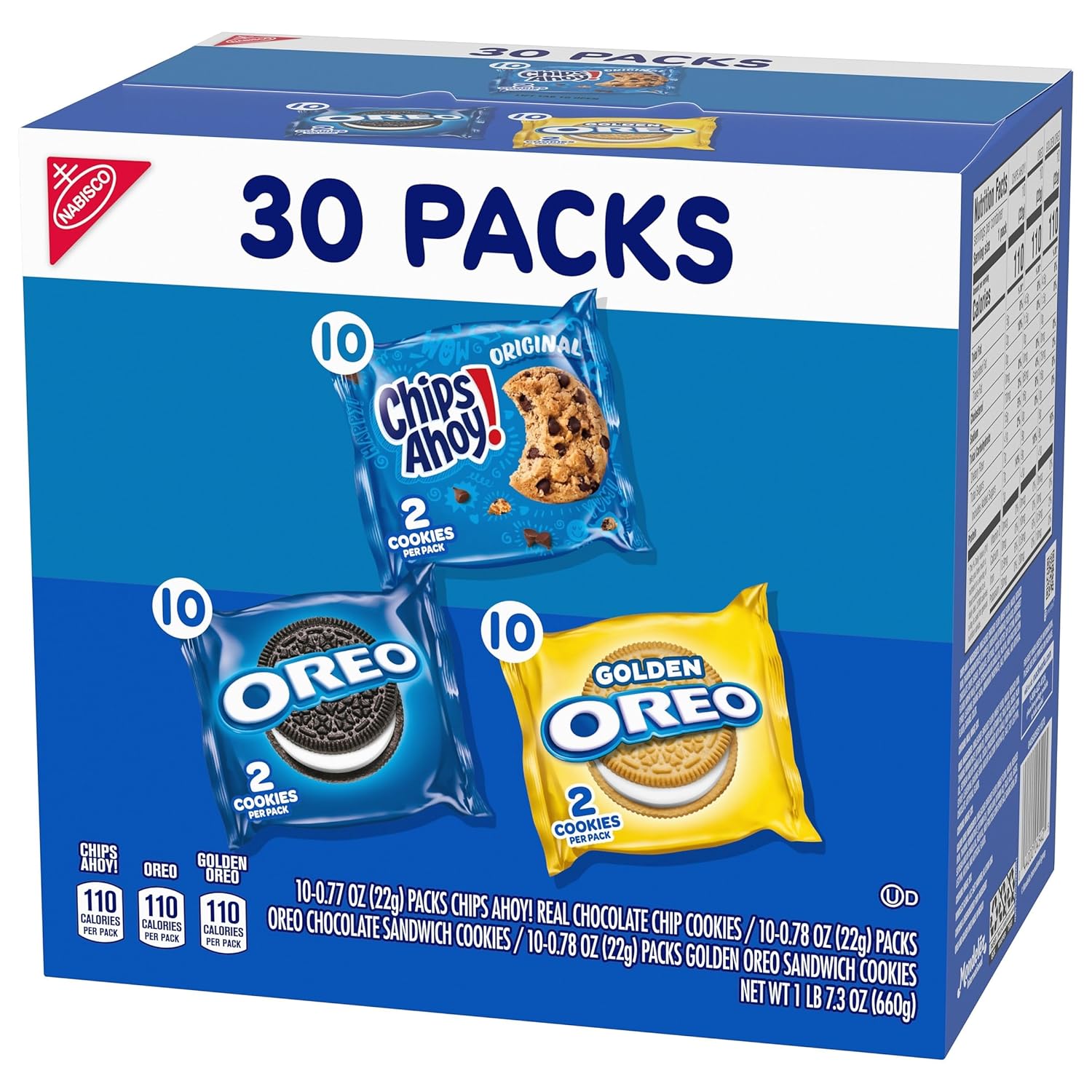 Nabisco Sweet Treats Cookie Variety Pack – Office Break Room Snacks for Coworkers, 30 Individually Wrapped Packs