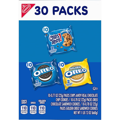 Nabisco Sweet Treats Cookie Variety Pack – Office Break Room Snacks for Coworkers, 30 Individually Wrapped Packs