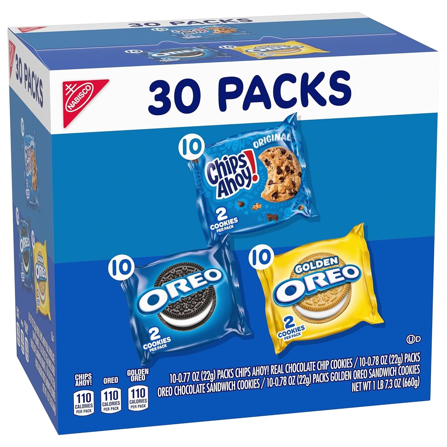 Nabisco Sweet Treats Cookie Variety Pack – Office Break Room Snacks for Coworkers, 30 Individually Wrapped Packs