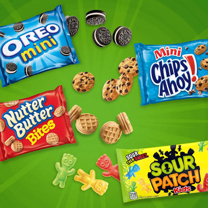 Nabisco Variety Pack Mini Cookies & Candy – 32 Lunchbox Snack Packs for School and After-School Pickup