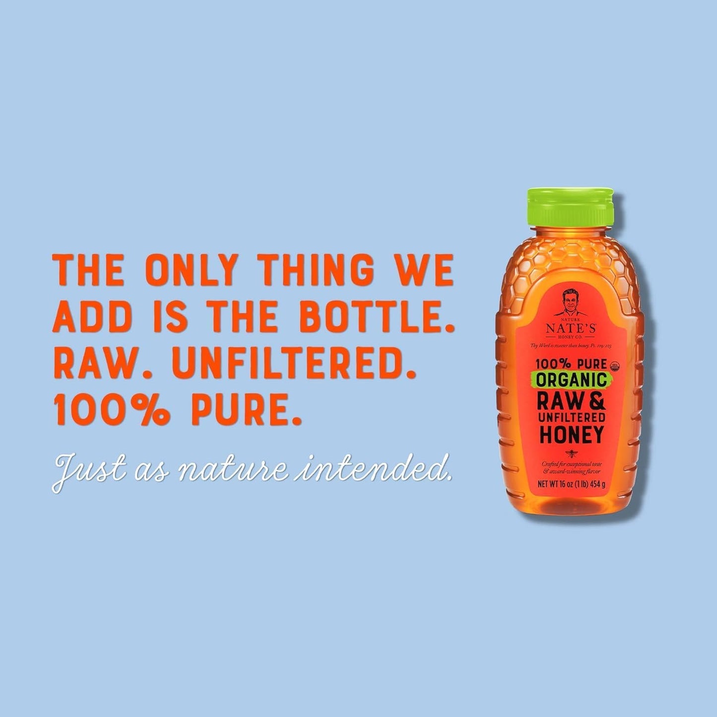 Nate's Organic Raw Honey – Thoughtful Gourmet Gift for Tea Lovers, Golden Drizzle for Birthday and Holiday