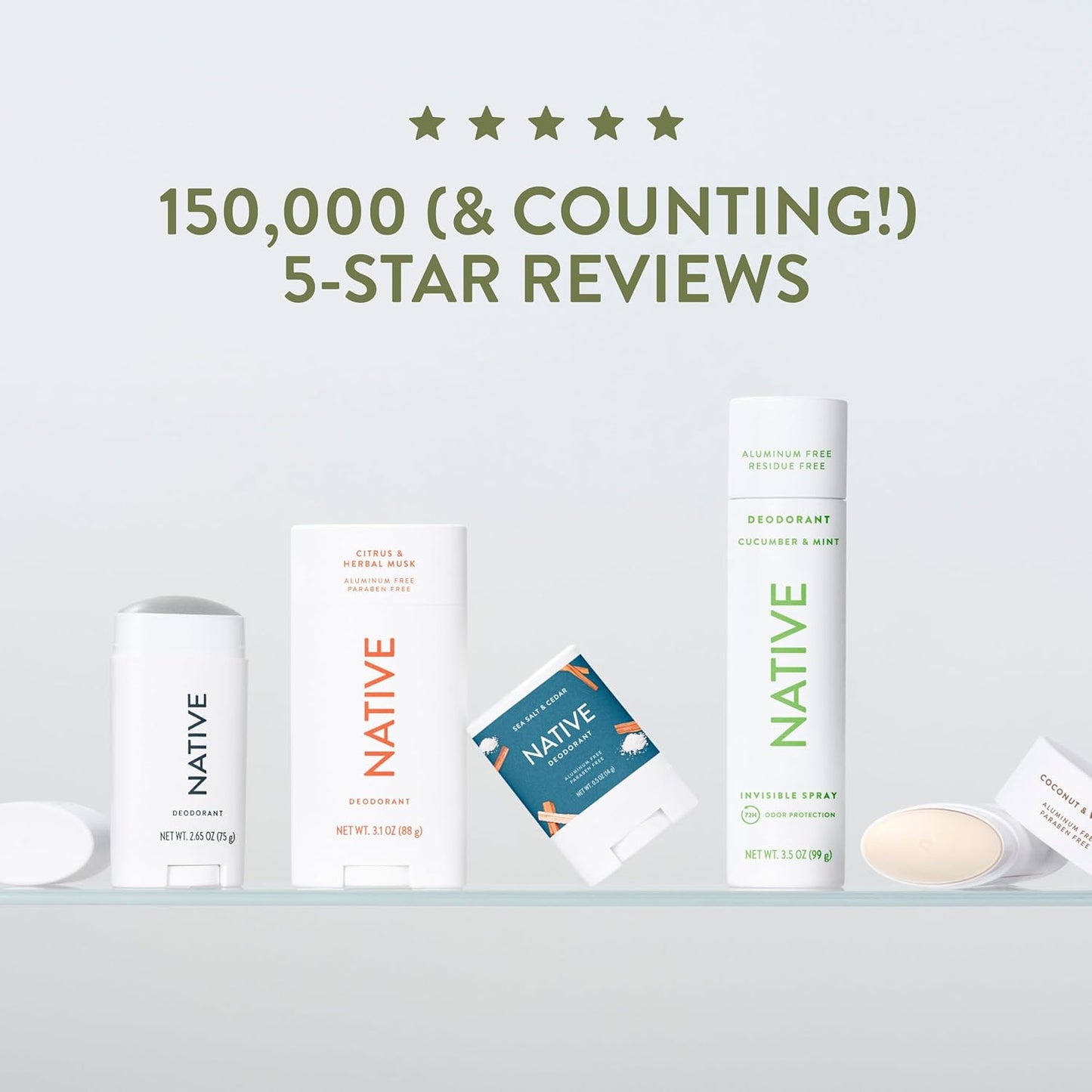 Native Aluminum-Free Deodorant for Sensitive Skin, Paraben and Phthalate-Free Formula Safe for Daily Office and Commute Use