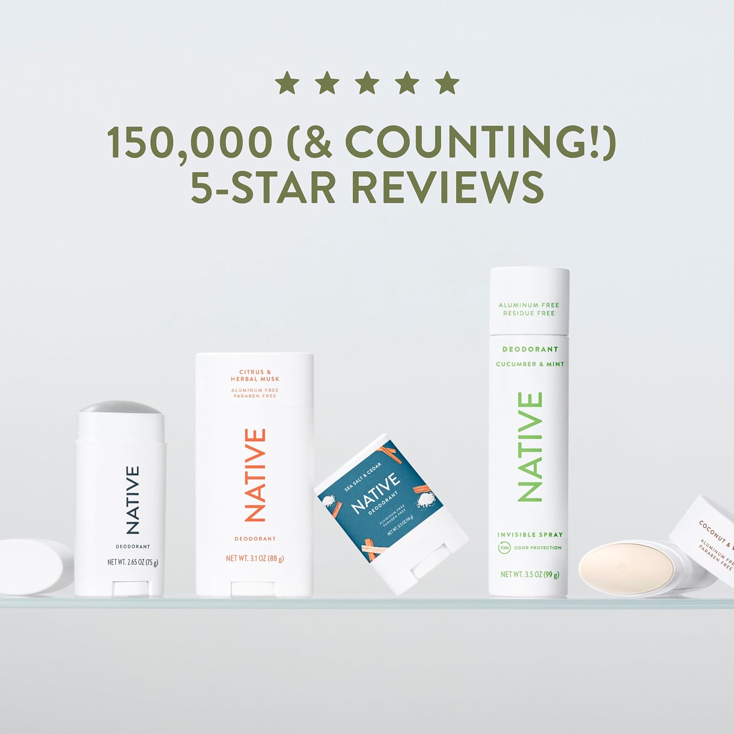 Native Aluminum-Free Deodorant for Sensitive Skin, Paraben and Phthalate-Free Formula Safe for Daily Office and Commute Use