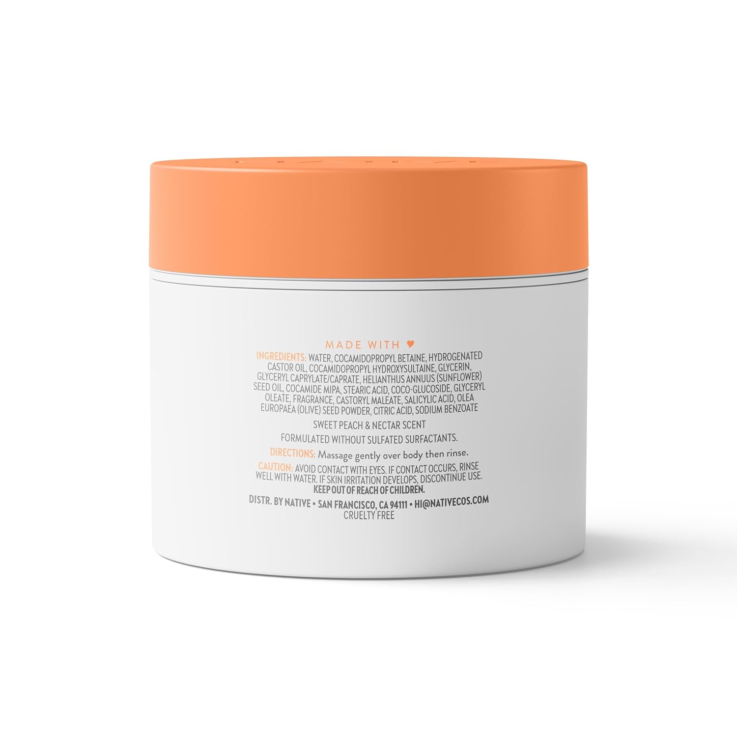 Native Body Scrub Sweet Peach & Nectar – Juicy Scented Shower Polish for Mood Boosting Aromatherapy, 12 oz