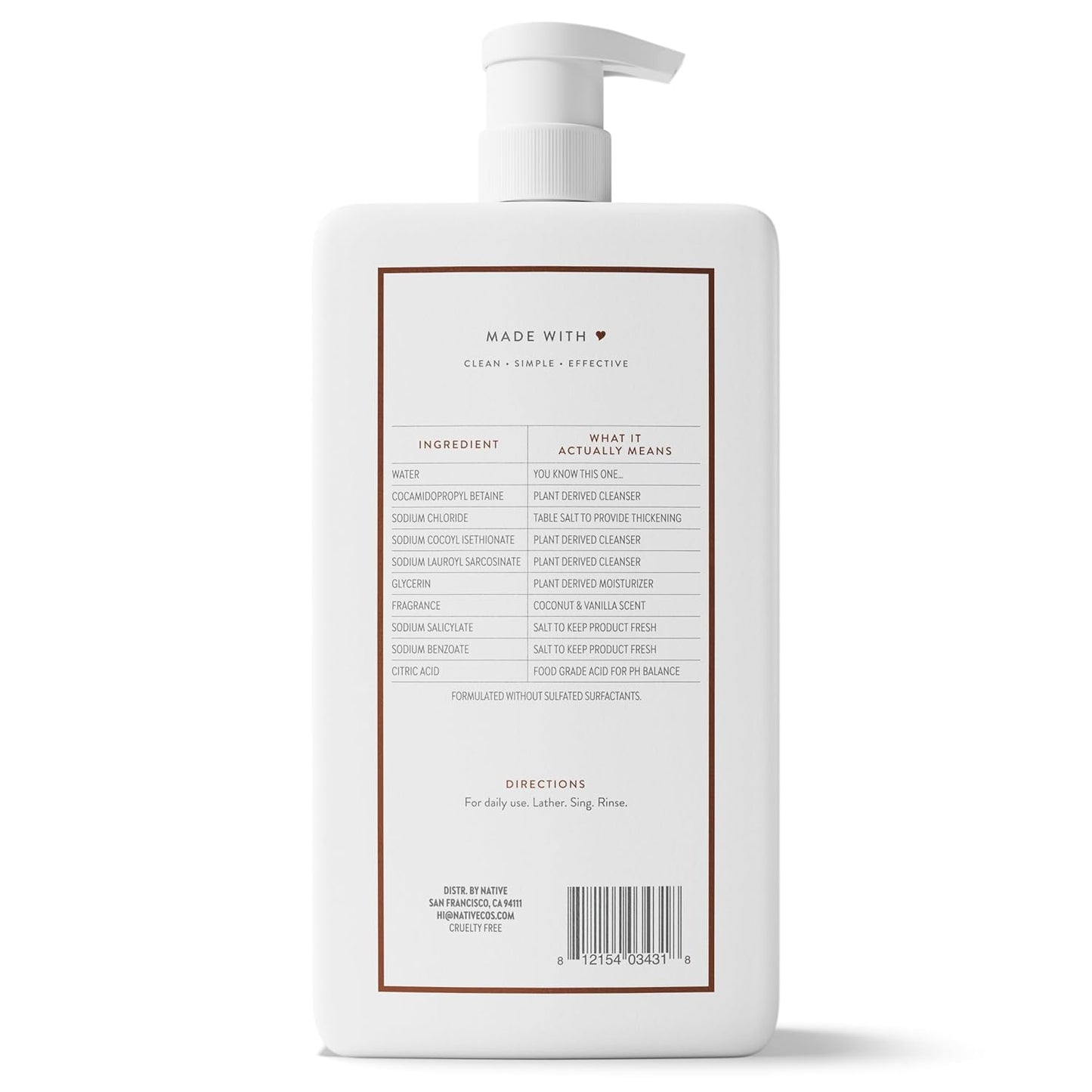 Native Body Wash Coconut & Vanilla 36 oz – Long-Lasting Gourmand Scent for an Immersive Shower Experience