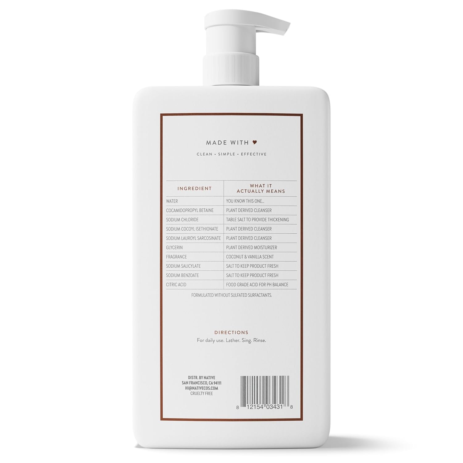 Native Body Wash Coconut & Vanilla 36 oz – Long-Lasting Gourmand Scent for an Immersive Shower Experience