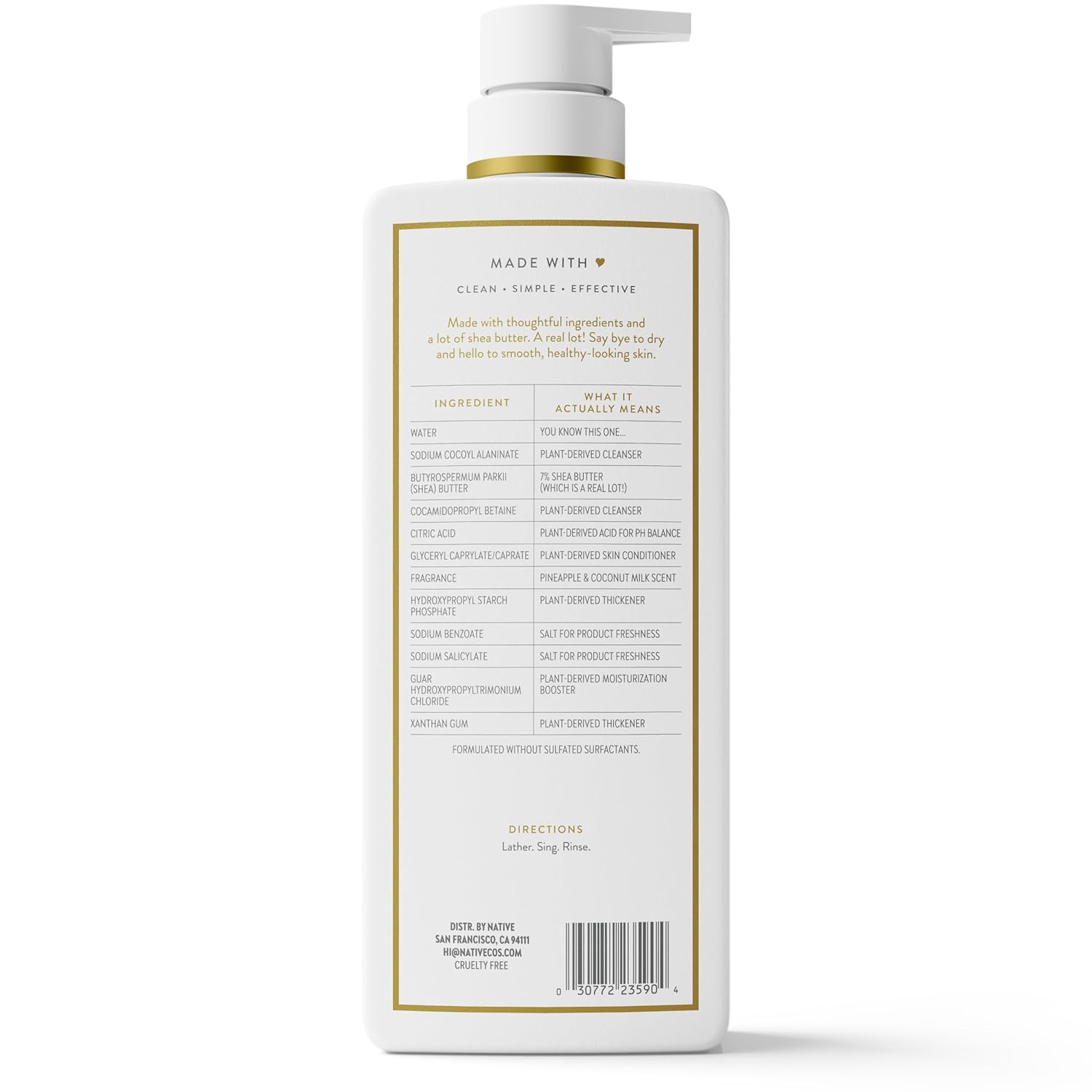 Native Body Wash with Clean 12-Ingredient Formula for an Uncluttered Bathroom, Pineapple & Coconut Milk 22 oz