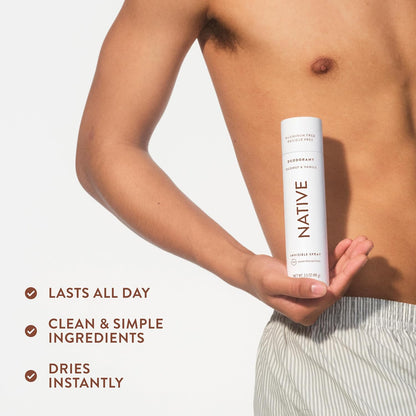 Native Deodorant & Body Spray Coconut & Vanilla, TSA Approved 3.5 oz Aluminum Free Deodorant for Travel, Camping, and Patio Days