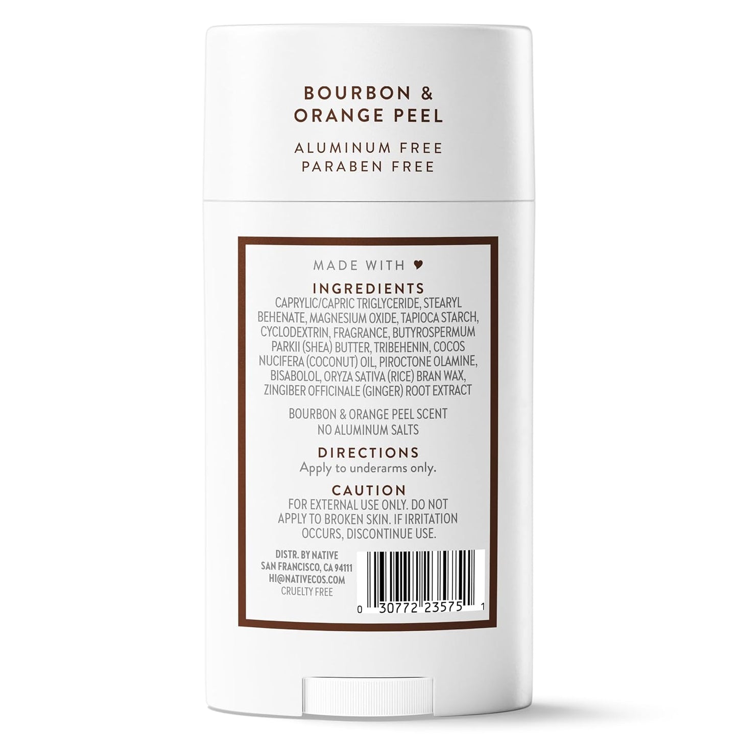 Native Deodorant Bourbon & Orange Peel – Clean Ingredient Deodorant for Sensitive Skin Users, Free from Aluminum and Parabens