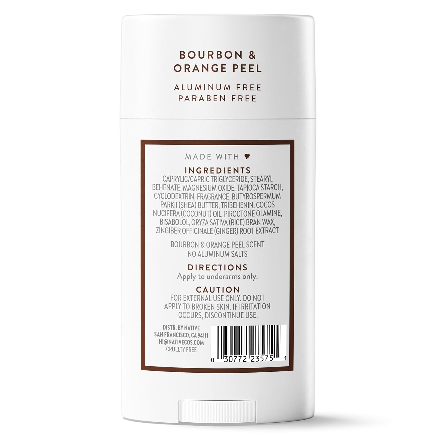 Native Deodorant Bourbon & Orange Peel – Clean Ingredient Deodorant for Sensitive Skin Users, Free from Aluminum and Parabens