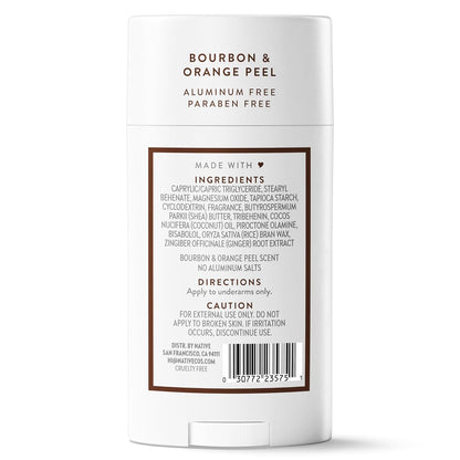 Native Deodorant Bourbon & Orange Peel – Clean Ingredient Deodorant for Sensitive Skin Users, Free from Aluminum and Parabens