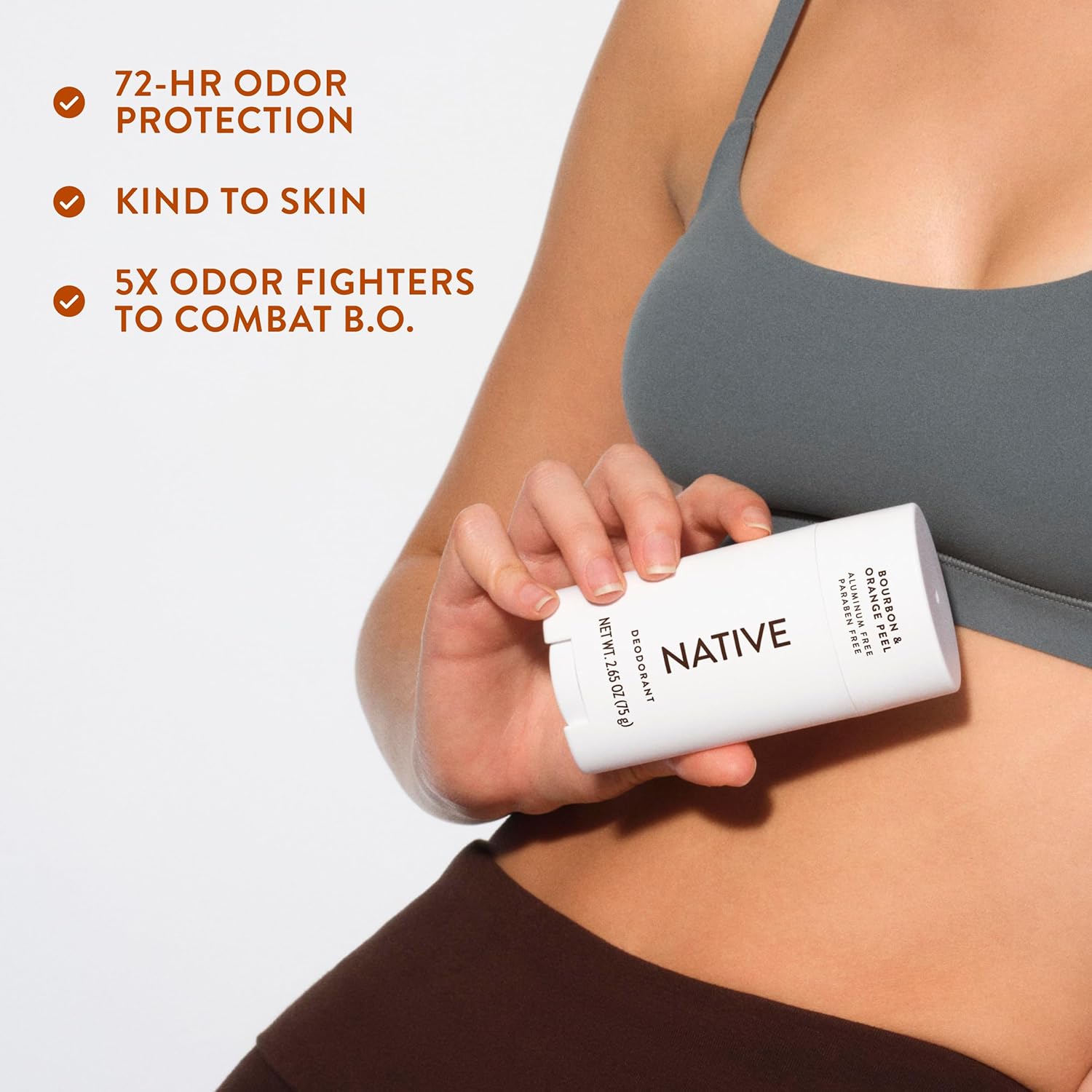 Native Deodorant Bourbon & Orange Peel – Clean Ingredient Deodorant for Sensitive Skin Users, Free from Aluminum and Parabens
