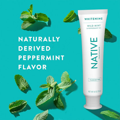 Native Fluoride Free Toothpaste – Mindful Nightly Brushing Ritual with Wild Mint & Peppermint Oil, 4.1oz (Pack of 3)
