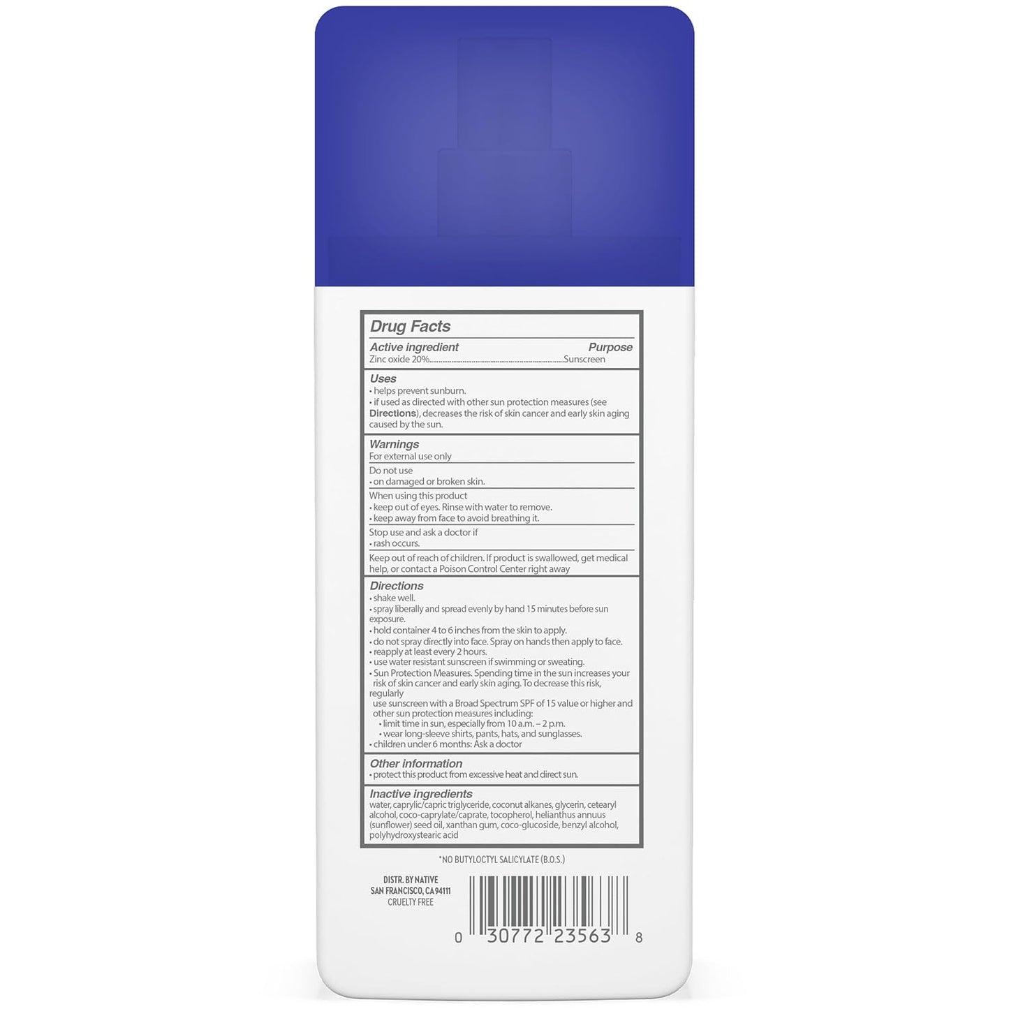 Native Mineral Sunscreen Spray SPF 30 – Gentle Daily SPF for Sensitive Skin & Self-Care Routines, Fragrance-Free 7 oz